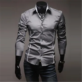 Mens Shirts Men s Dress Shirt Casual Slim Fit Stylish Long Sleeved Shirts 3 Colors Size