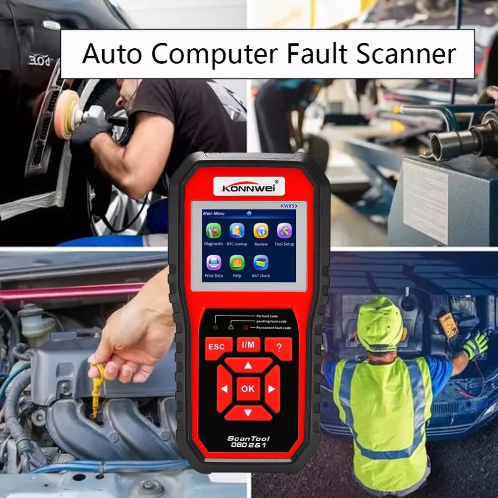 KONNWEI KW850 OBDII Автомобильная Марка EOBD сканер устранения неисправностей для вождения