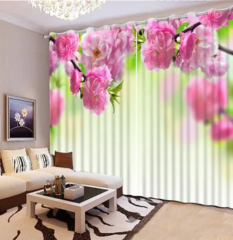 

New European 3D Children Curtain Peach blossom Printing Thicken Blackout Curtain for Window Living Room Kids CL-DLM762