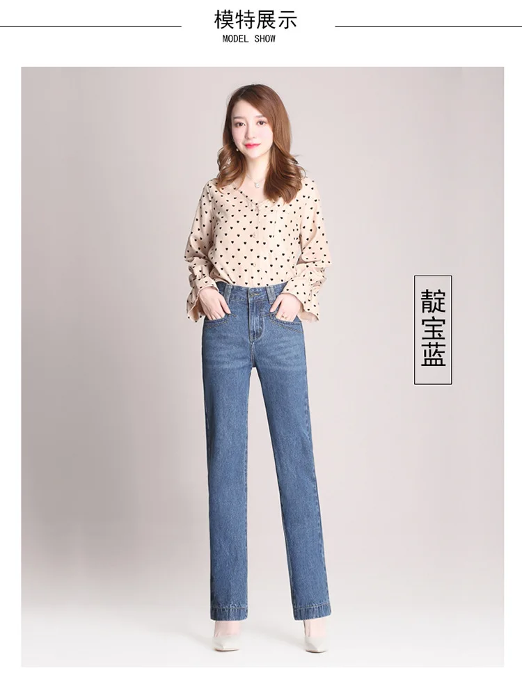 Классические женские джинсы в винтажном стиле с завышенной талией, женские джинсы с эффектом потертости, синие прямые джинсы, классические женские брюки