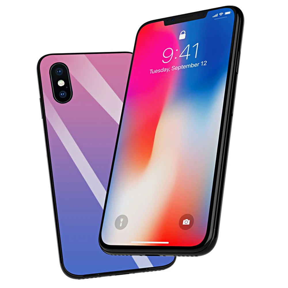 Закаленное Стекло чехол для iphone х Крышка градиент Цвет жесткий задняя крышка iphonrX