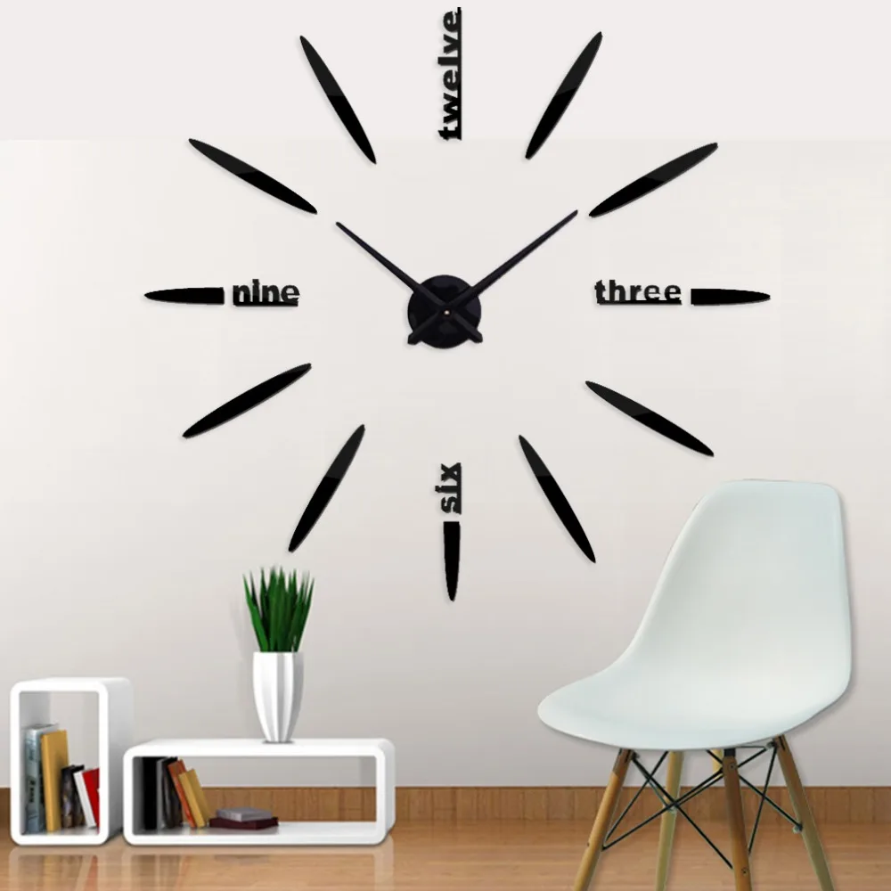 

Acrylic +EVA Mirror Wall Clock Modern Design Rushed Mirror Sticker Simplicit Mute Watches Quartz Clocks Self Adhesive Wall Clock