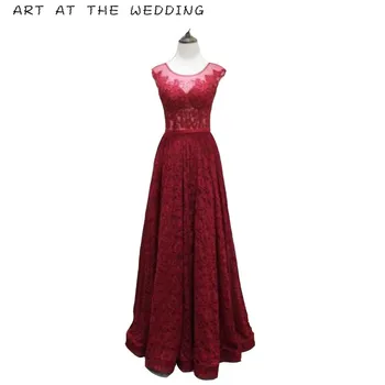 

Mint Green Red Wine Long Lace Evening Dress 2019 Sexy Handmade O-Neck Vestido De Novite Charming Prom Dress Formal 2-26