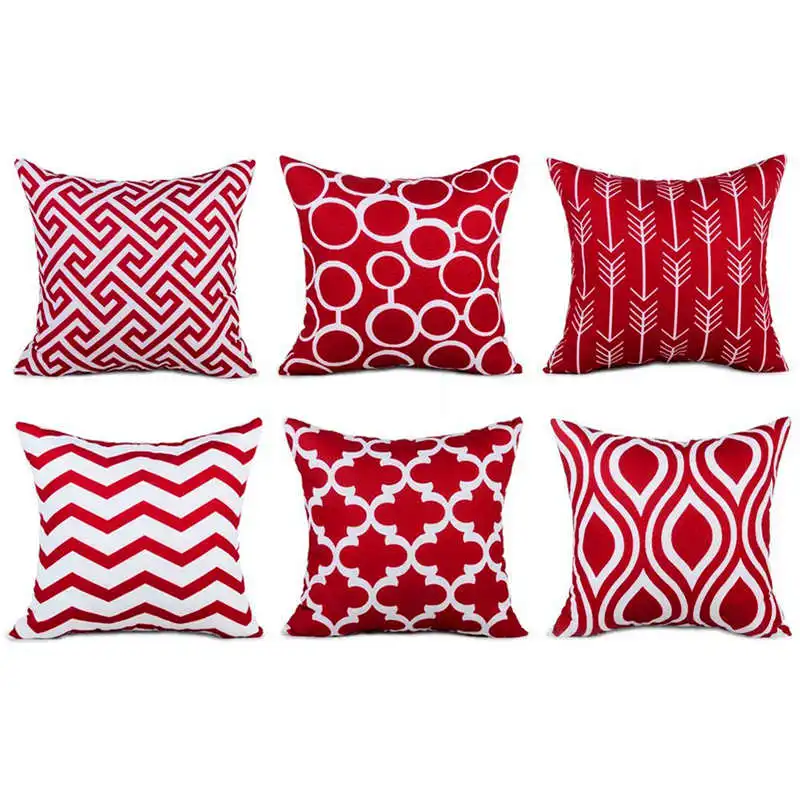  6PCSet Fashion Home Decorative Pillowcase Cotton Linen Sofa Cushion Throw Pillow Cover pillow case 4545 geometric #3o12#f (2)