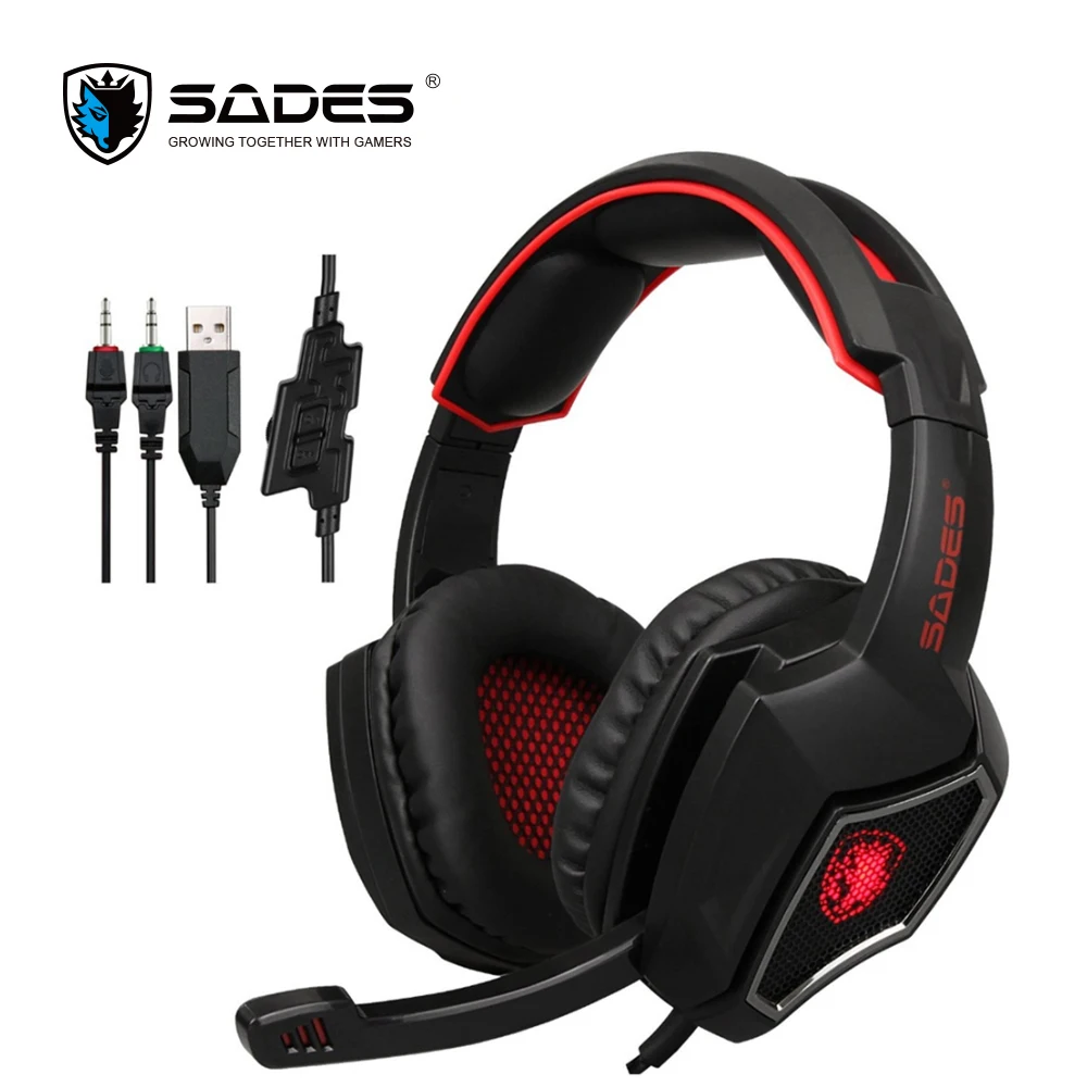 SADES Spirit Wolf 3.5mm Gaming Headset Headphones LED light For Computer/Mobile Phone