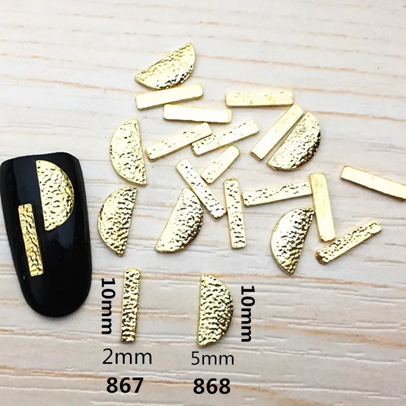 

10pcs/bag newest Japan Korea 3D Nail Art Decoration Metal Kawaii Fahion Rectangle Halfmoon DIY Charm Nail Styling Tools