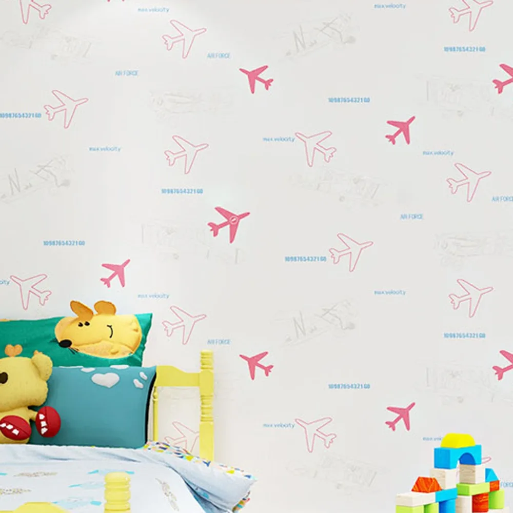 

beibehang Non-woven environmental protection cute cartoon aircraft wallpaper childlike small aircraft children's room wallpaper