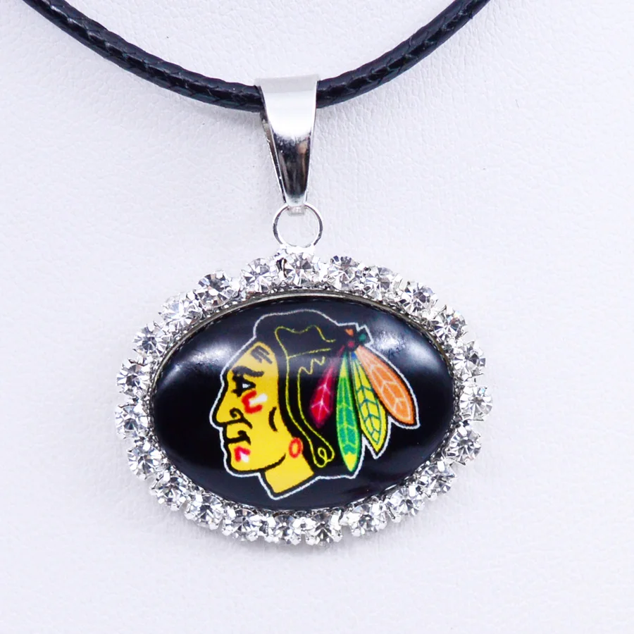 Necklace NHL Chicago Blackhawks Charm Pendant Ice Hockey Jewelry for