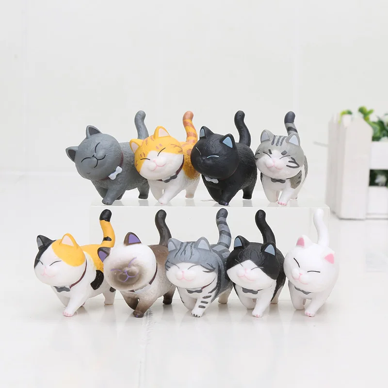 

9pcs Cartoon Kawaii Cat small Bells figure Neko small Cats bell Animal Model Action Figure Collection Toy Doll