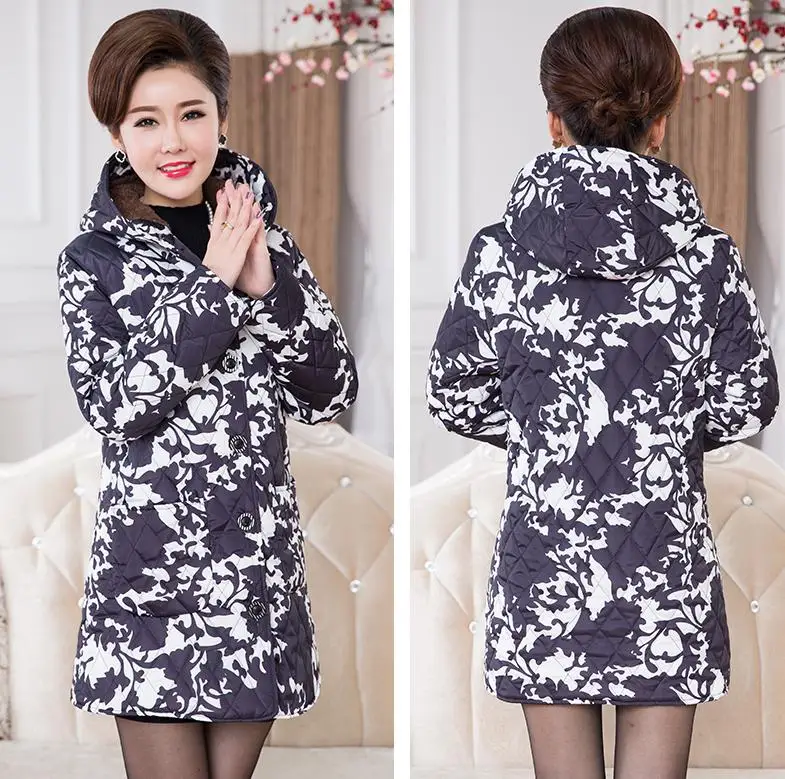 

Coat New Autumn And Winter Fashion Women Cotton Coat Plus Size Hooded Long Slim Down Middle-aged Padded Jacket Outwear