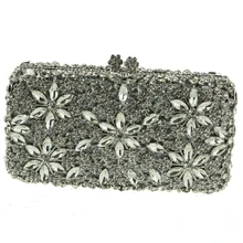2016 frauen Marke Handtasche Platz Berühmte Weibliche Designer-handtaschen Boxed Kupplung mit Kette Kristall Silber Kupplungen für Hochzeit