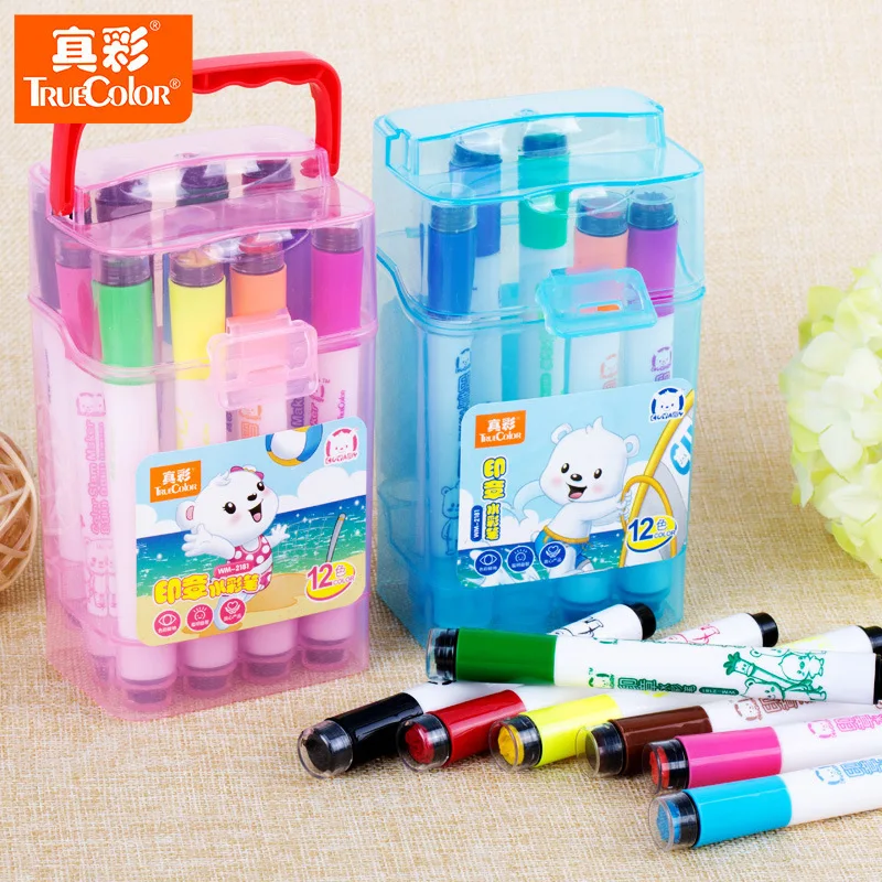 Cute Kids Drawing Pens Stamp Children seal Washable Watercolor Pen Graffiti Art Marker Painting