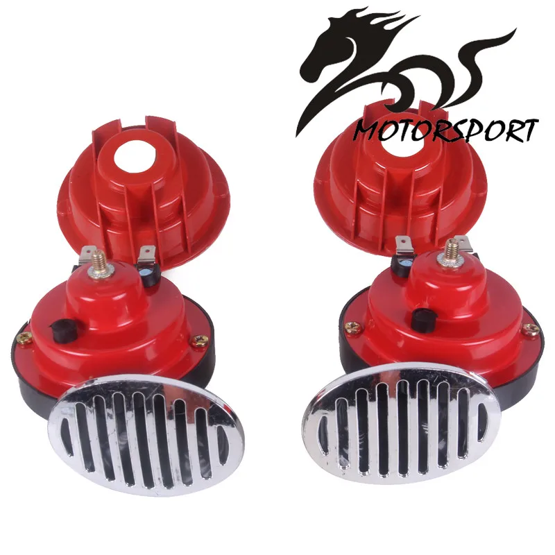 2x12V Red Snail Air Horn с крышкой для транспортного средства, морской лодки, Громкая сигнализация, набор, универсальный для автомобиля, лодки, мотоцикла, Ван, ПВХ и металл
