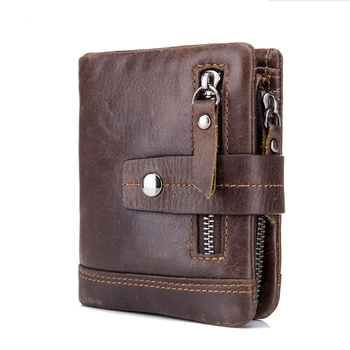 

Fashion Retro Design Genuine Leather Men Wallet Coin Pocket Brand Trifold Multifunction Men Purse High Quality Male Card Bags
