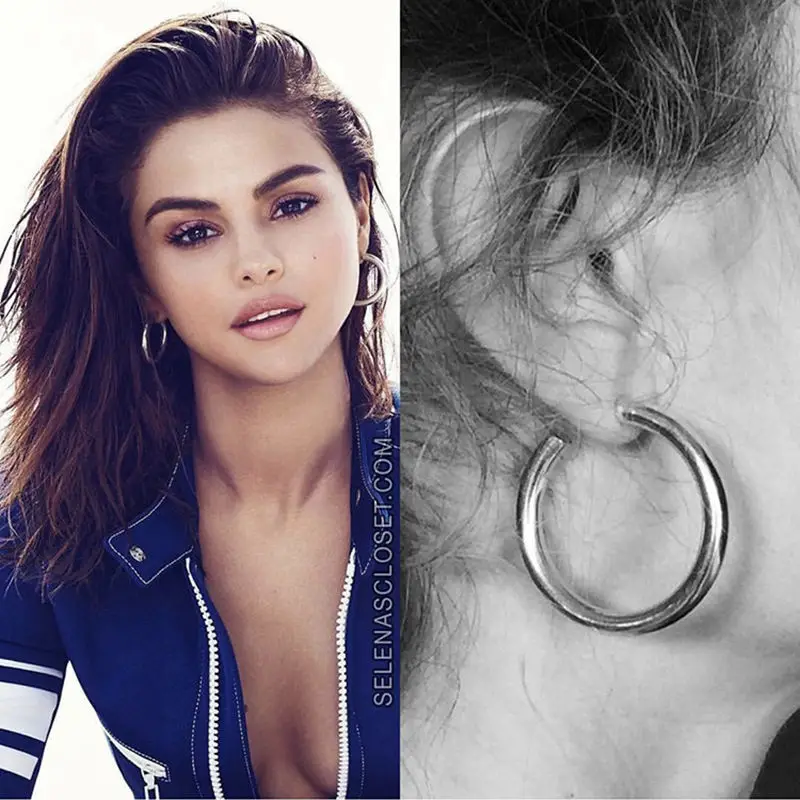 

Personality metal ring anti-allergy steel needle earrings for women casual simple jewelry 3.8cm silver and gold color special