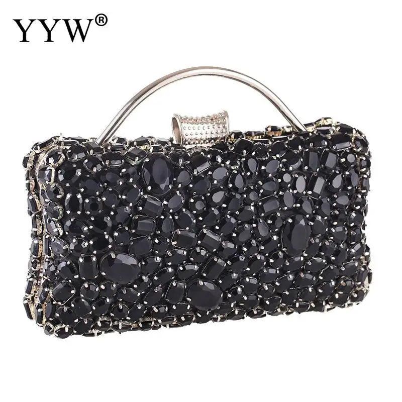 

Luxury Women's Handbags with Fake Rhinestone Silver Wristlet Bag for Women Top-Handle Bags Famous Brands Evening Party Bag