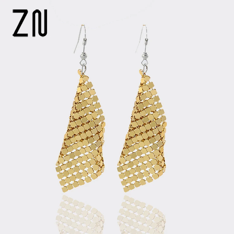 

ZN National Wind Square Sequin Earrings Tassel Scales Long Earrings For Women Tassel Bohemia Style Fashion Bijouterie