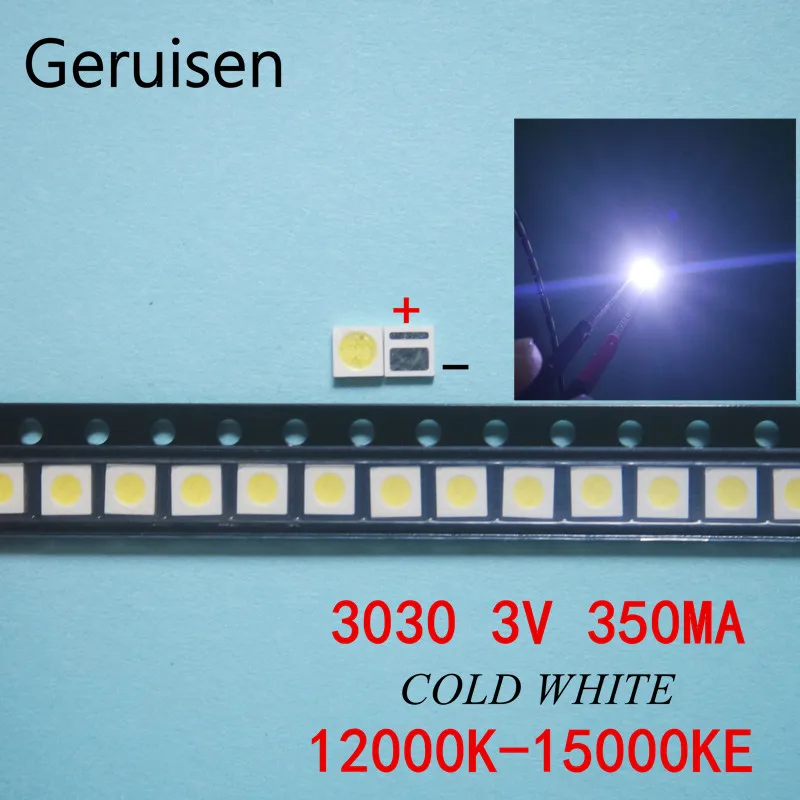 200 шт светодиодный подсветка 1W 3030 3V холодный белый 80-90LM ТВ Приложение Новое