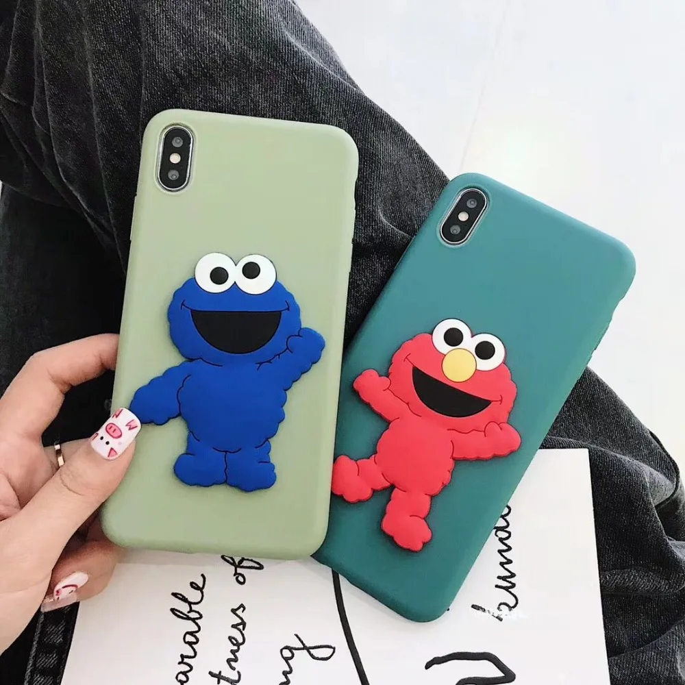 

Hot 3D cute sesame street silicone soft cover for iphone MAX XS XR 6 7 8plus X for Huawei P10 20 20pro mate10 20 pro phone cases