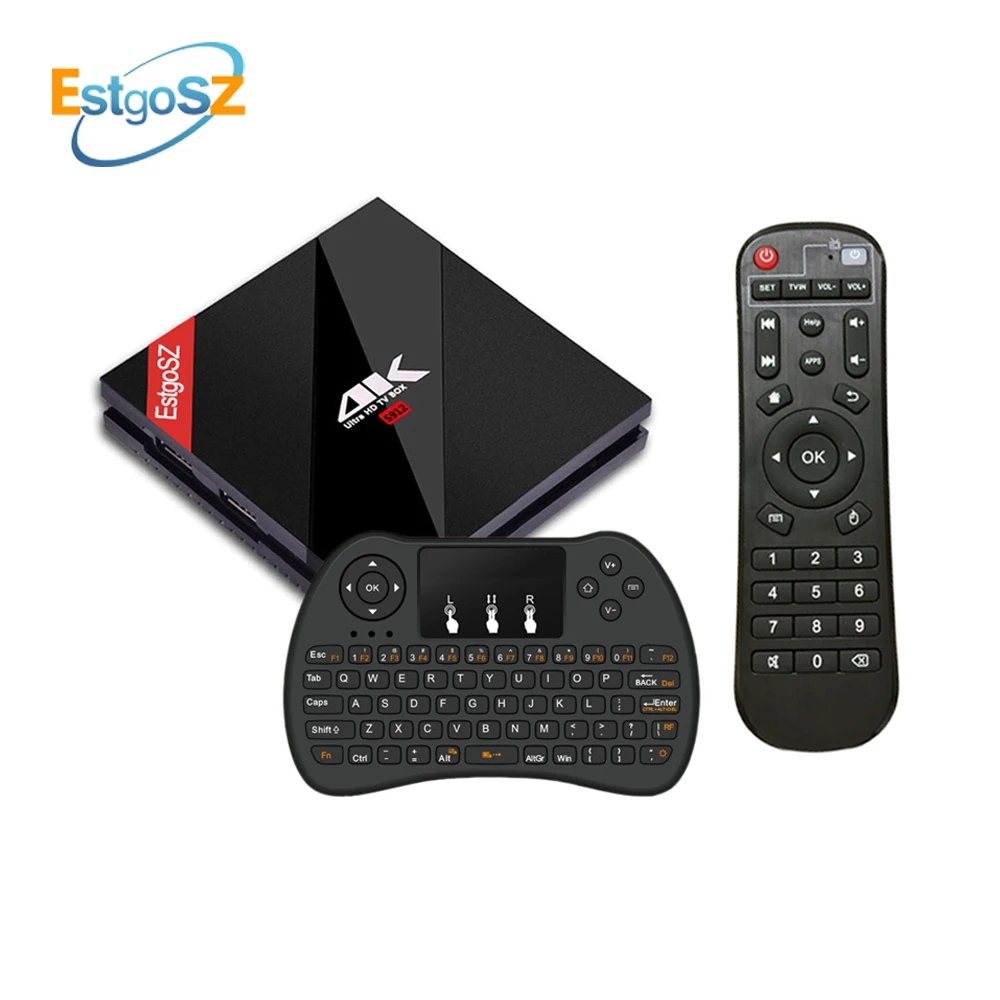 

H96 Pro Plus EStgoSZ Android 7.1 TV Box Amlogic S912 Octa-Core 3G/16/32G 4K BT4.1 HD Russian/Backlit Keyboard X96 Media Player