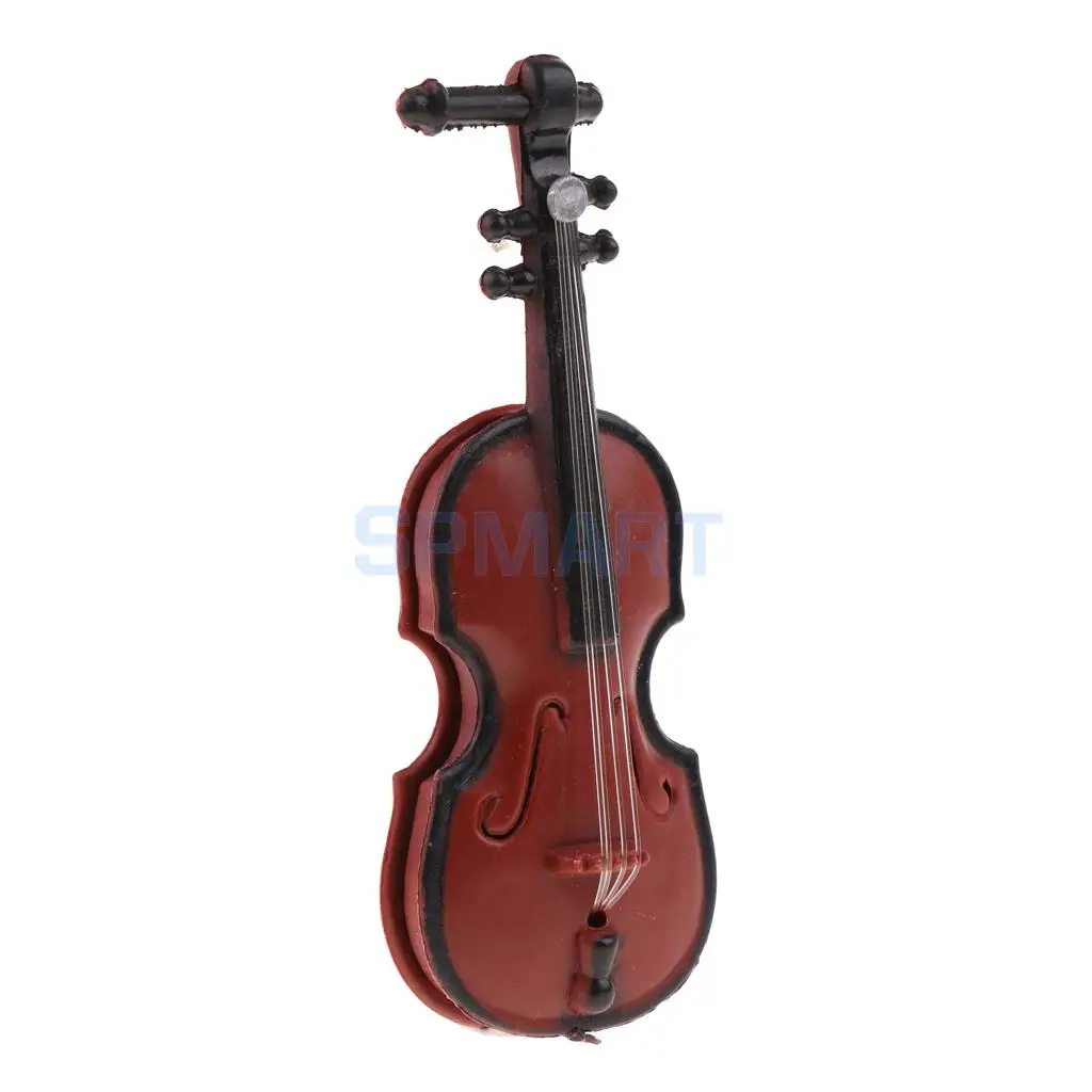 1/12 Dolls House Miniature Plastic Violin Musical Instrument Model Figures Display Decor Figures Toy Dolls Accessory Kids Gift