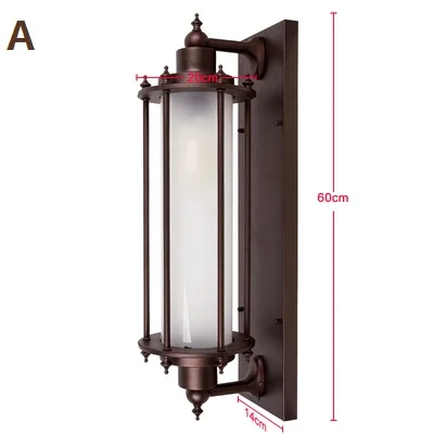 Открытый внутренний двор ретро настенные лампы Водонепроницаемый антикоррозийный светодиодный светильник для крыльца бра для сада, балкона, прохода, лампа, Декор, освещение - Испускаемый цвет: A H 60cm