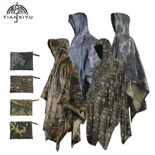 Camping multifuncional Impermeable militar Impermeable camuflaje resistente al agua de lluvia abrigo de los hombres de las mujeres capas pesca Poncho lluvia motocicleta