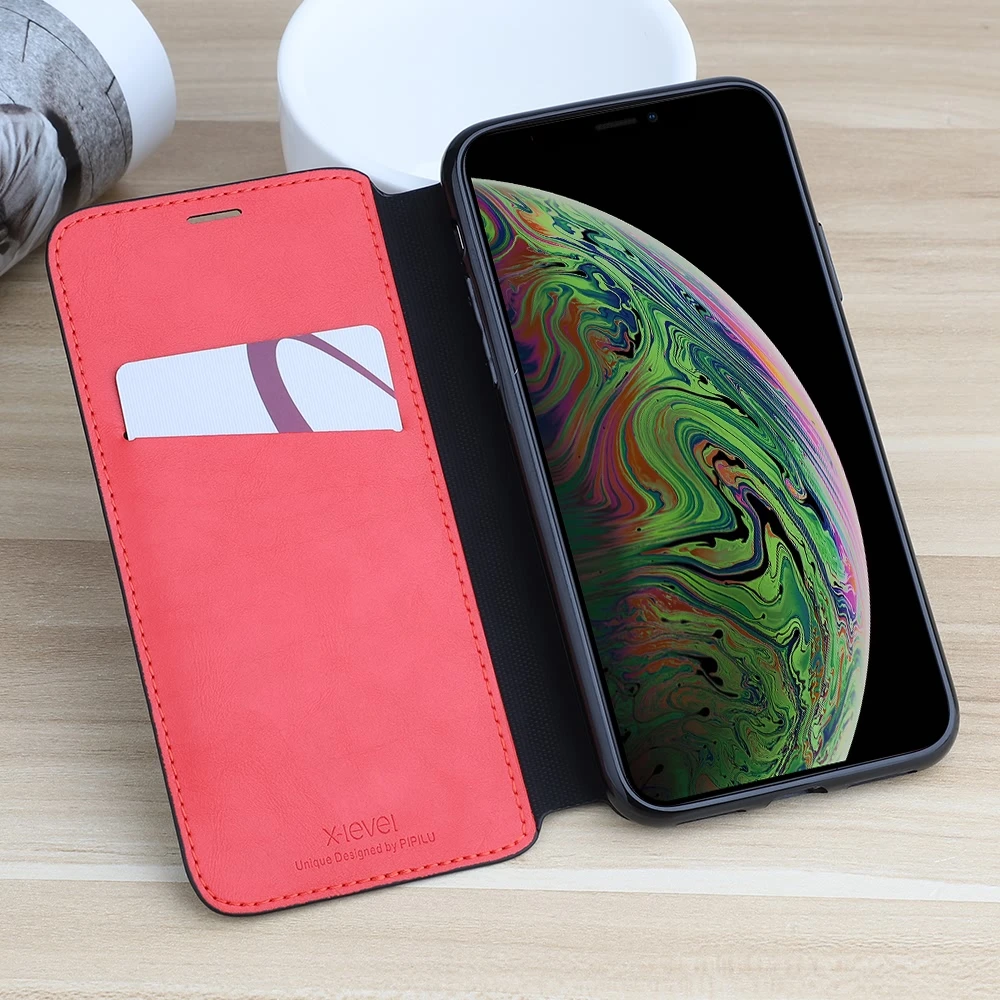 Чехол-книжка из натуральной кожи для iPhone 7 Plus, 8, 6 S, 6, Xr, X, Xs Max, деловой ультра тонкий матовый бампер, противоударный ТПУ чехол Капа