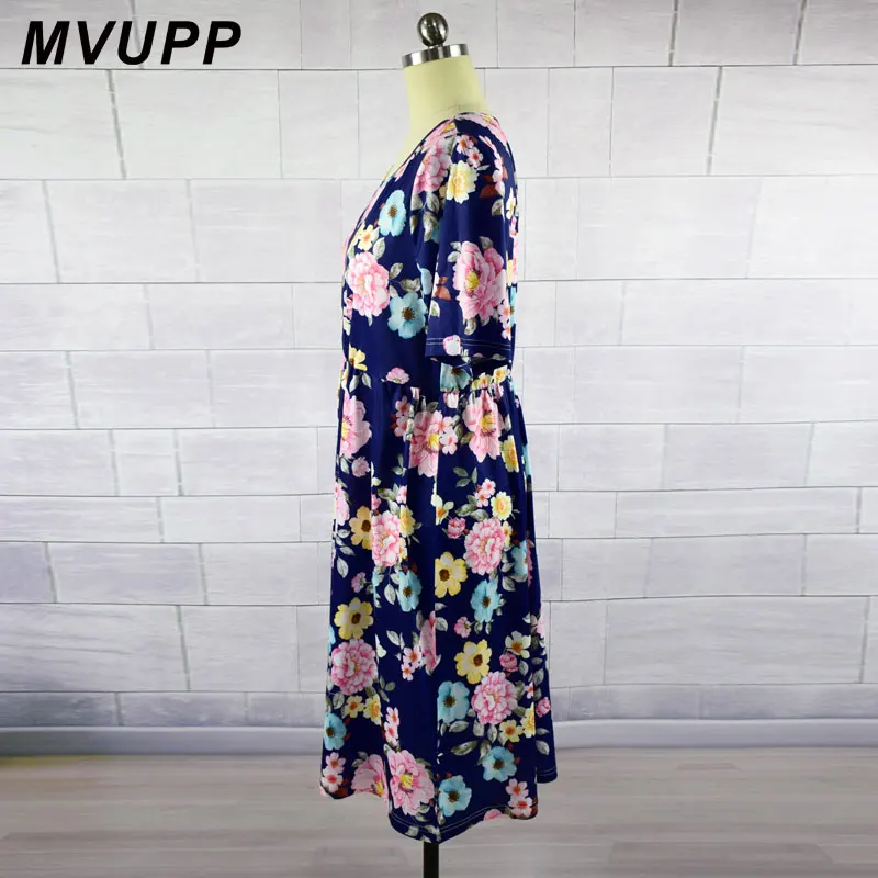 MVUPP платья для мамы и дочки; Семейные комплекты; плиссированный вечерний наряд с цветочным принтом; винтажное платье для мамы и дочки