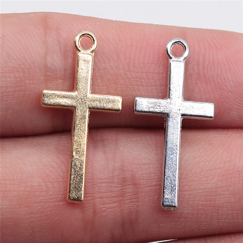 WYSIWYG 10 шт Rhodium & KC Золотой Тон 13x22 мм Крест Подвески Подвеска для изготовления