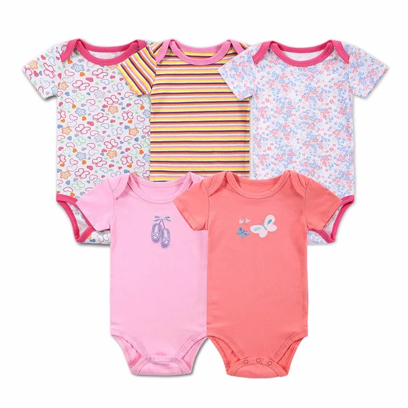 New Style Baby Bodysuits 5 Pcslot Newborn Jumpsuit Baby Girl's Bodysuit Short Sleeves Bebe Body Baby Clothing Set Mother Nest (3)