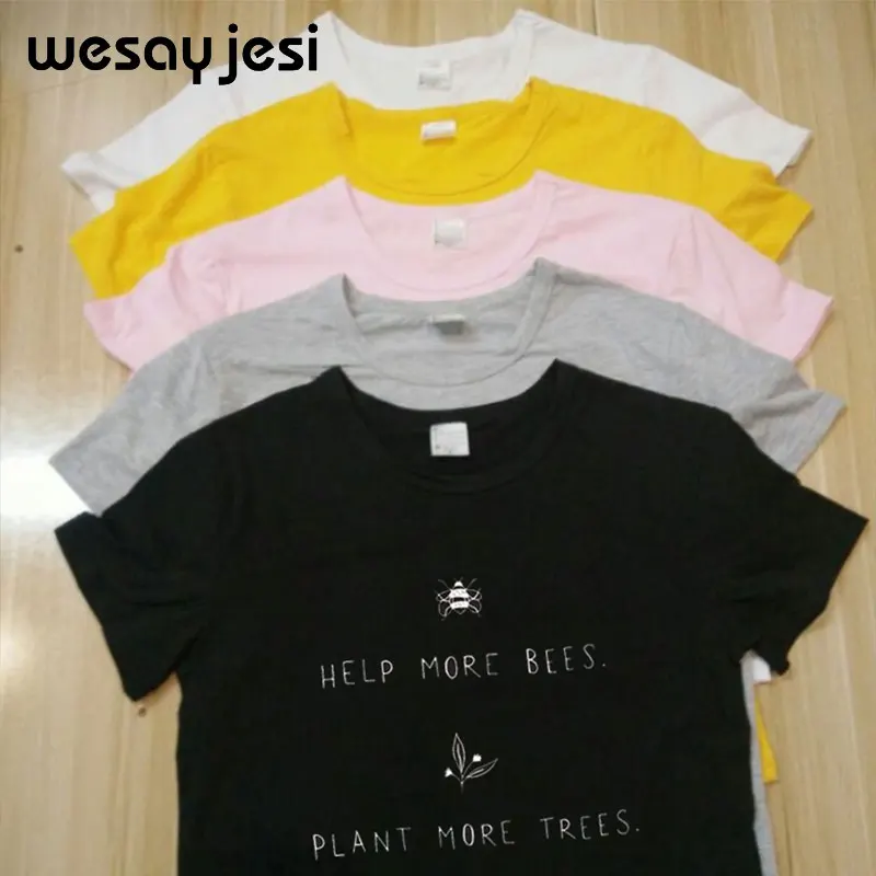Футболки помощь больше пчелы растение больше деревьев чистый принт Harajuku размера плюс смешные футболки женские уличные Топы