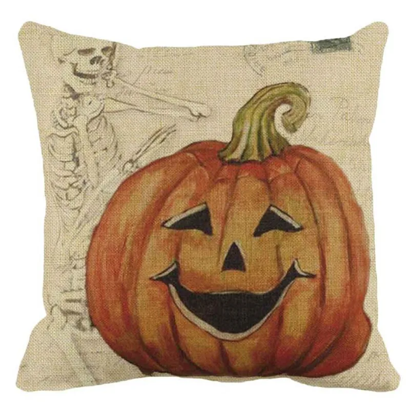 

Halloween Pumpkin square pillow cover case Devil Monster Gothic style waist cushion case pillowslip Retro linen vintage design
