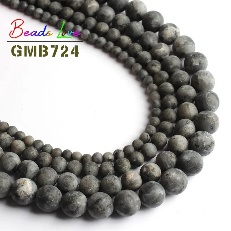 

Natural Stone Dull Polish Matte Black Labradorite Round Beads for Jewelry Making 4 6 8 10MM Fit Diy Bracelet Necklace 15 Inches