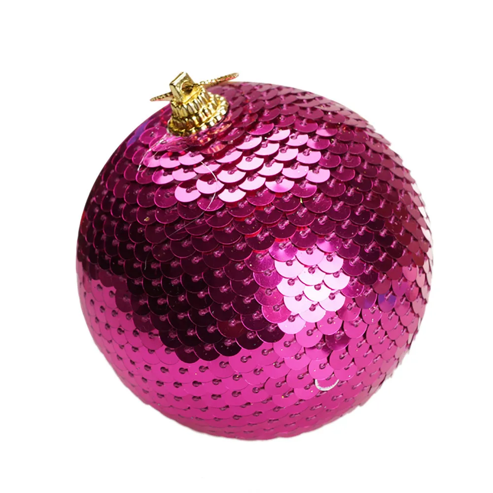 Пены пластиковый шар рождественское, с Блестками Блестящие блесны шары орнамент с рождественской елкой украшения 8 см пихта дерево игрушки летний шаровый пенопластом - Цвет: Hot Pink
