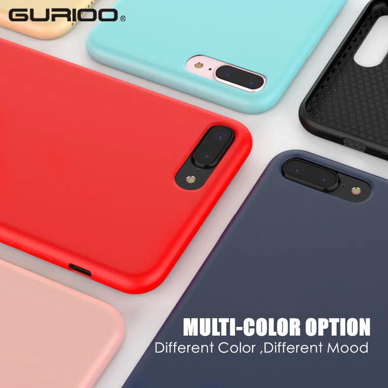 

Gurioo For iphone 6 6S 7 8 X Plus Soft TPU Liquid Silicone for iphone 7 8 X Plus Deluxe Case Coque Case