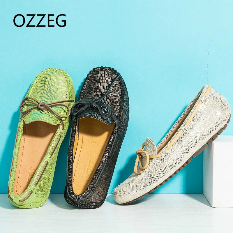 

Fashion Women Genuime Leather Women Flat Shoes Loafers Slip on Boat Shoes Moccasins High Quality Hand Made Driving Shoes New