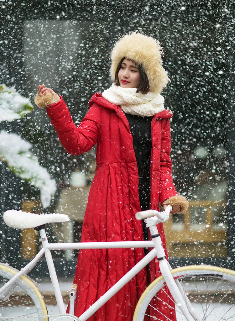 MM093 Новое поступление зима винтажный женский пуховик с поясом и длинным рукавом с капюшоном