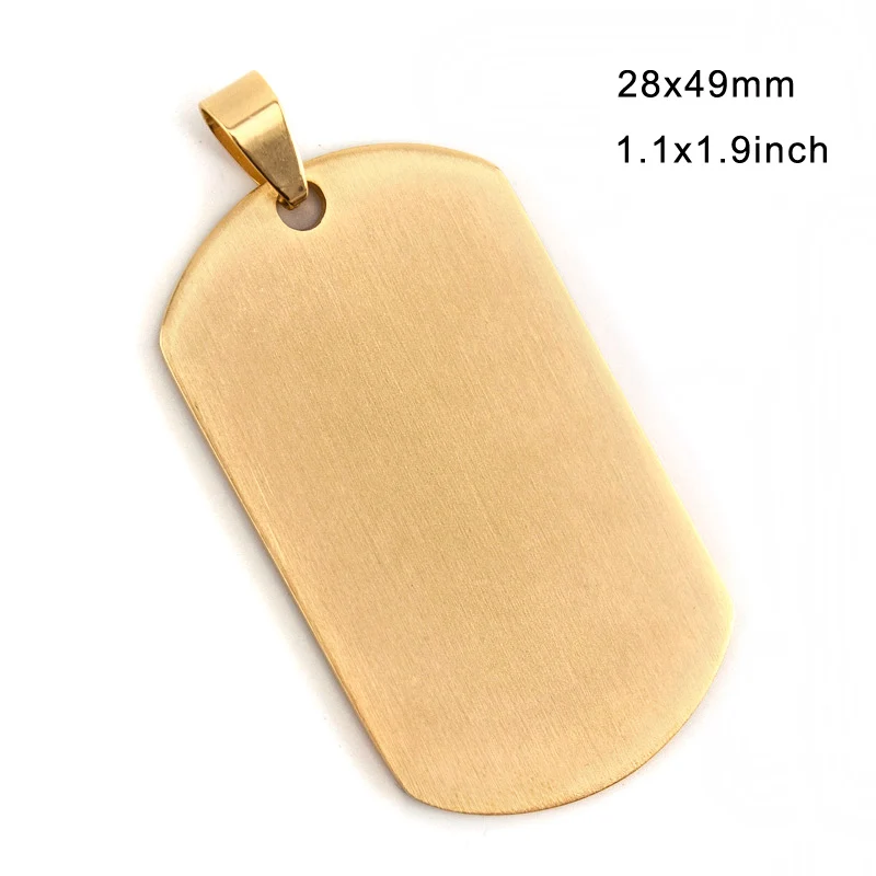 50 шт. матовая поверхность кулон кисть польский ремесел Мужская Dog tag 1,1x1,9 дюймов из нержавеющей стали подвески для мужчин теги - Окраска металла: 28x49 gold