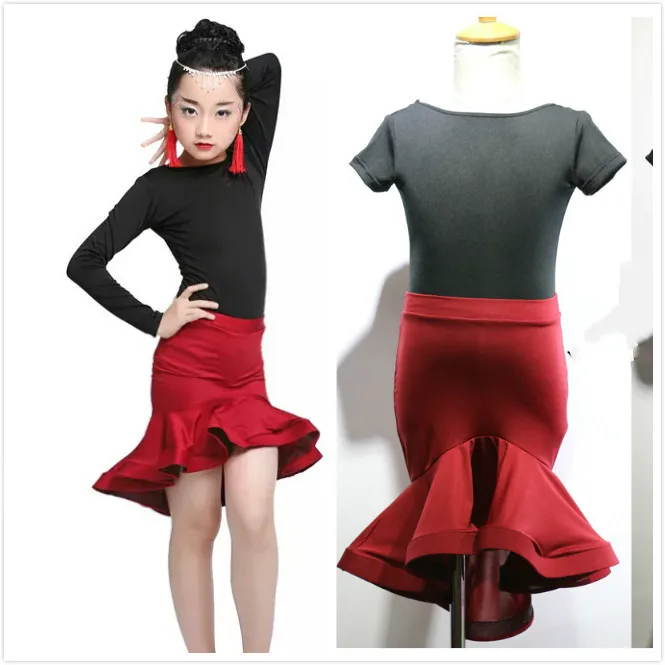 

Children Ruffle spandex cha cha Tango latin dance dress for girls latin salsa dress kids Ballroom Dancing rumba samba Skirt kid