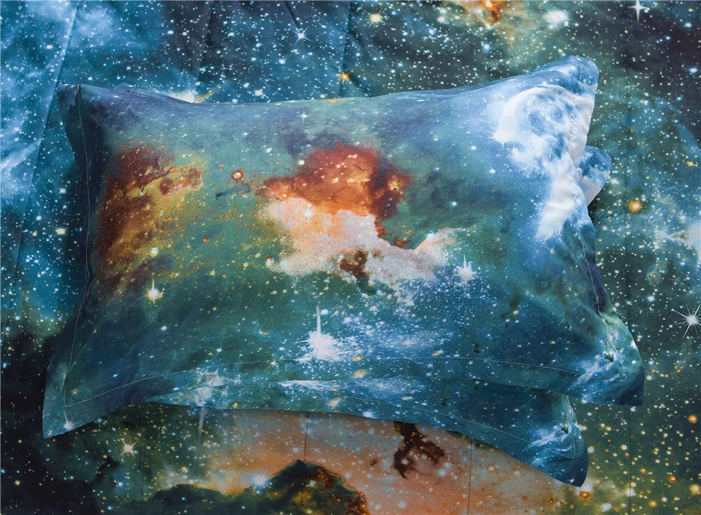Galaxy покрывало с наволочка космического пространства стеганые Одеяло покрывало Queen Размеры одеяло Постельное белье покрывало набор