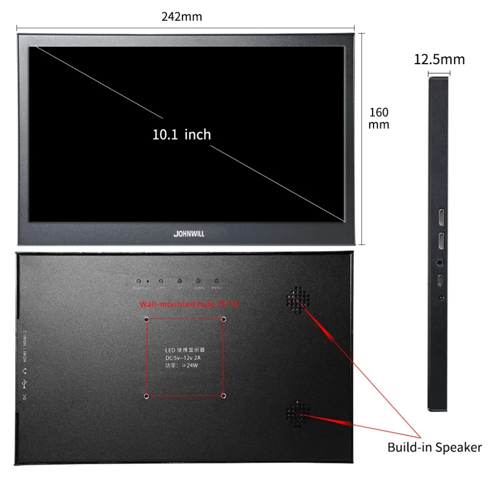 Портативный монитор 10,1 дюймов 2K ips сенсорный экран маленький игровой монитор ПК hdmi ЖК-дисплей PS3 4 Xbox360 планшет для Windows 7 8 10