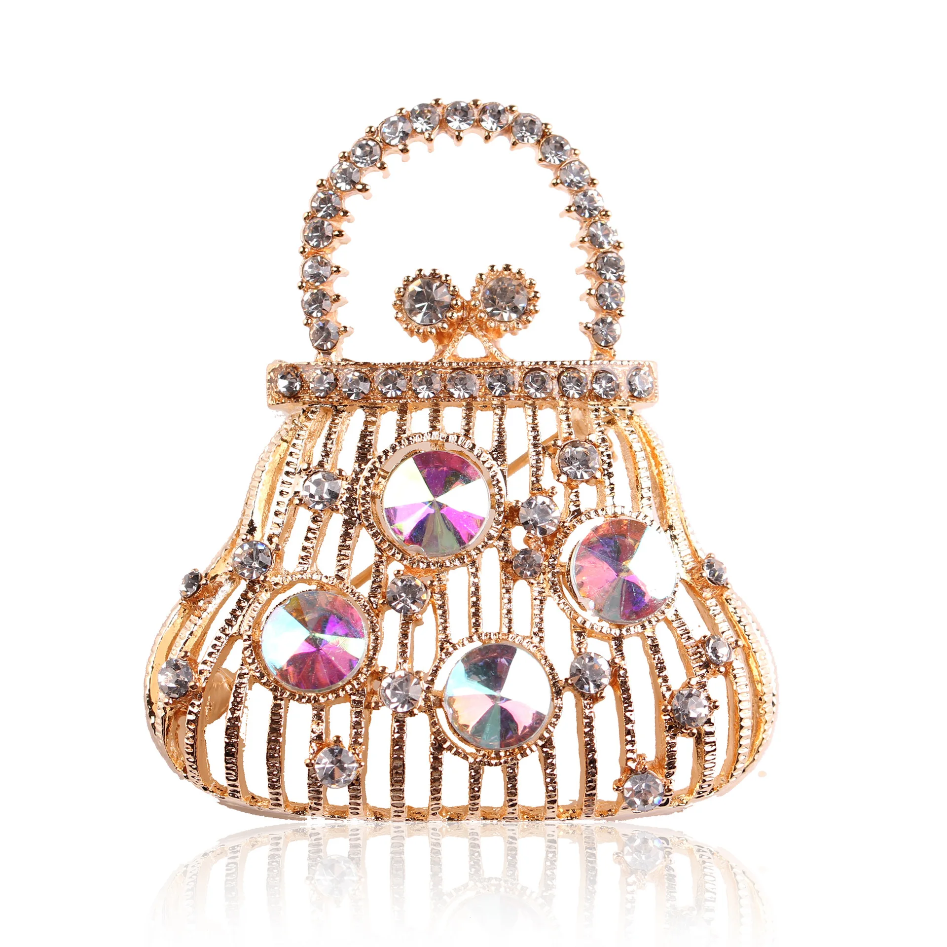 Flower bag Brooch New Fashion Large Size Crystal Diamante and Imitation