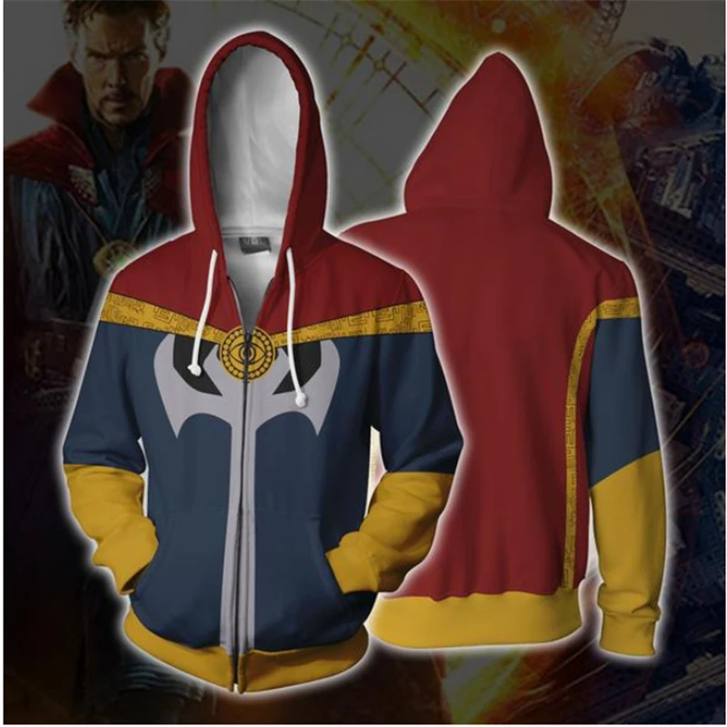 

2019 new Marvel hero zipper hoodie energy doctor cosplay costume anime 3D print casual spring clothing hooded sweatshirt