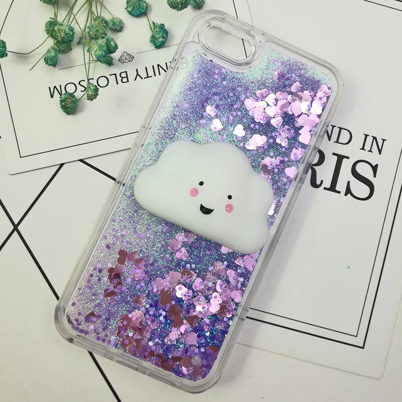 3D Cartoon Squishy Cat Quicksand Case For iPhone 5 s SE Case For iPhone 6 6s 7 8 Plus X Case Glitter Liquid Back Cover Case (5)