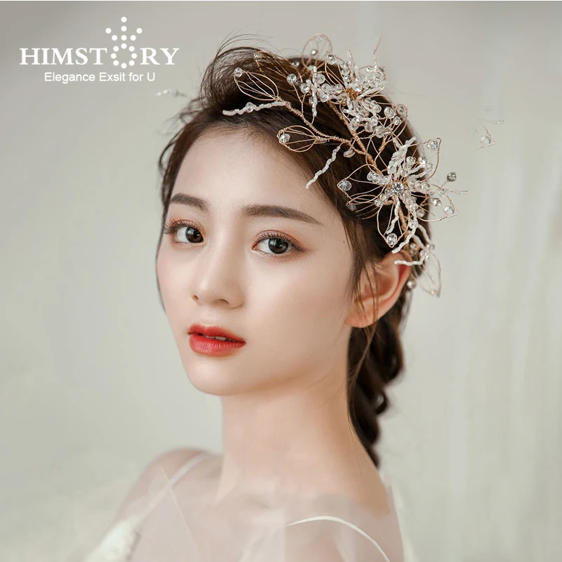 

Himstory Classic Bride Handmade Headdress Wedding Hairband Hollowed out Leaves Wedding Jewelry New Hair Ornaments