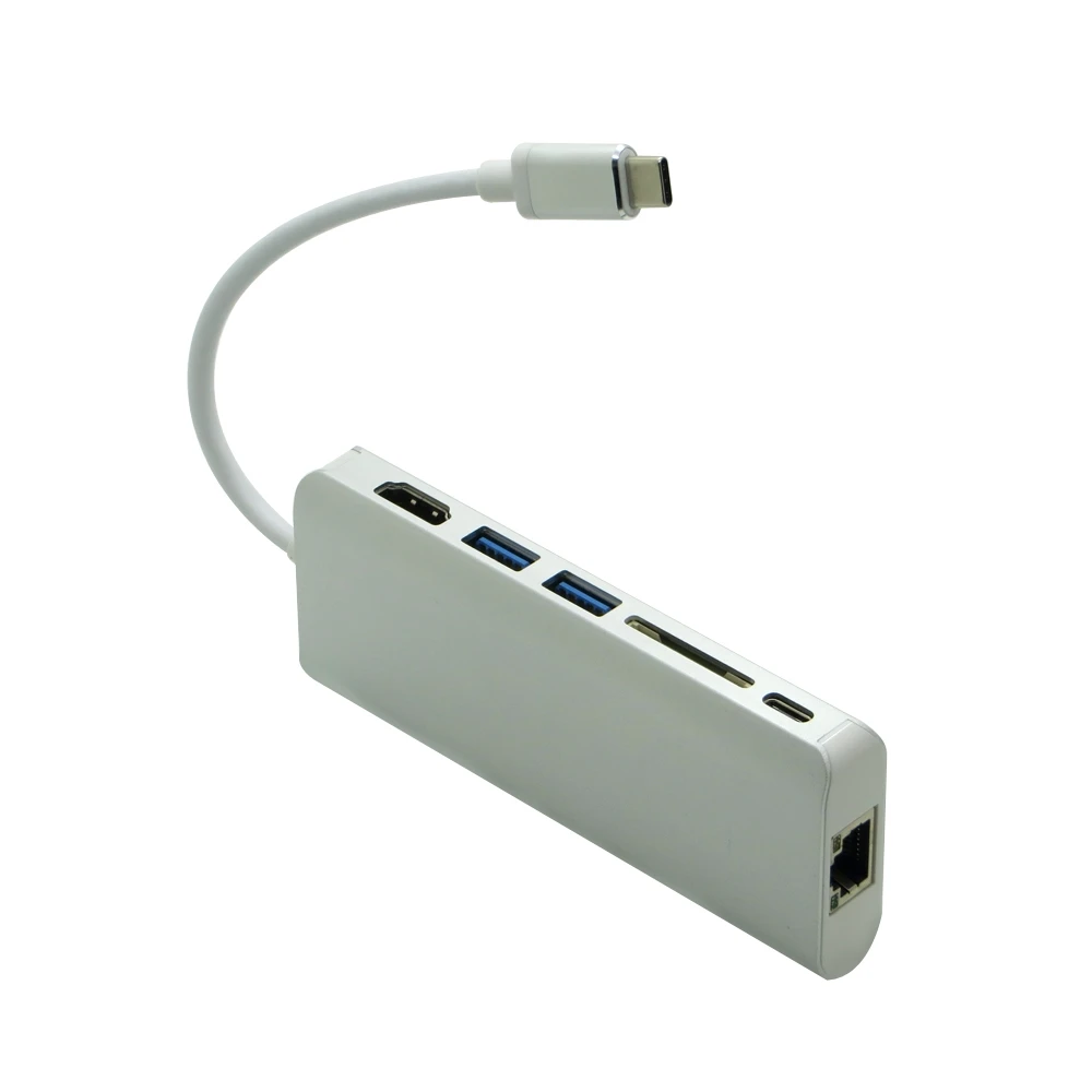 6 в 1 USB-C Тип C до 4 К HDMI Rj45 Ethernet SD/TF читателя 2 USB 3,0 хаб Тип C PD зарядки адаптер для Macbook