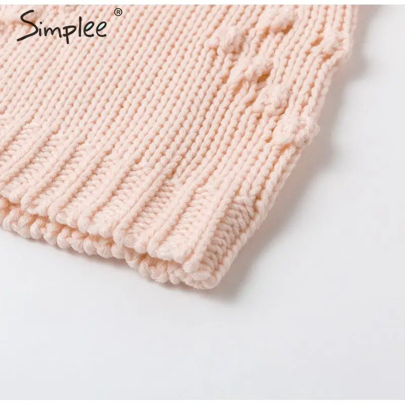 Simplee Pink hairball autumn winter sweaters ladies O neck long sleeve casual pullover New fashion loose knitted jumper