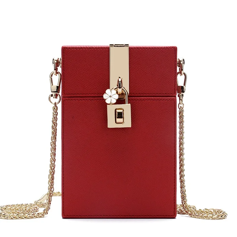 

Bolsa Feminina 2018 Phone Trunk Flap Split Leather Designer Handbags High Quality Flower Hasp Lock Crossbody Bags For Women