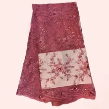 Heißer verkauf nylon tüll serie rosa mit blumen Afrikanischen tüll stoff Französisch tüll stoff für abendkleid QN8-9